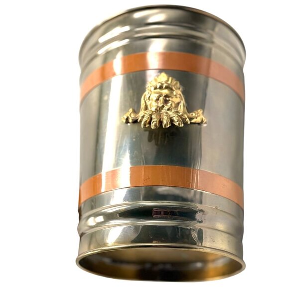 Vintage Brass & Copper Poseidon's Head Ice Bucket/Wine Chiller/Trash Bin - Picture 3 of 8